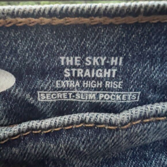 Lot Of 2 Old Navy OG & Sky Hi Straight Jeans Women’s 14 Distressed Med~Lite Wash - Picture 9 of 11